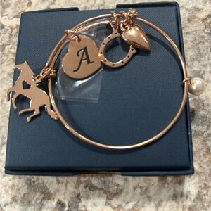 Gold Charm Bracelet with Initial and Horse